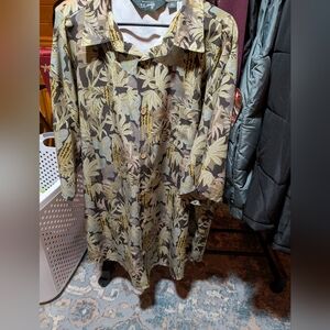 Men's Floral Pattern Shirt Nylon Light Weight 3XL Long